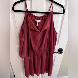 Bcbg cold shoulder chiffon dress